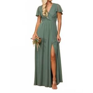 NEW EVA v-neck maxi dress in eucalyptus